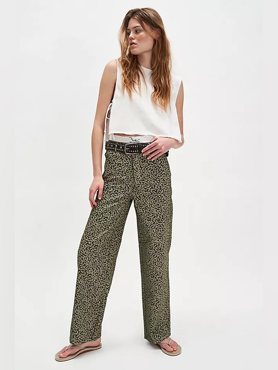 The Tiny Big Sister Denim - The Tiny Big Sister Olive Floral Berta Long Jeans 36 US 4
